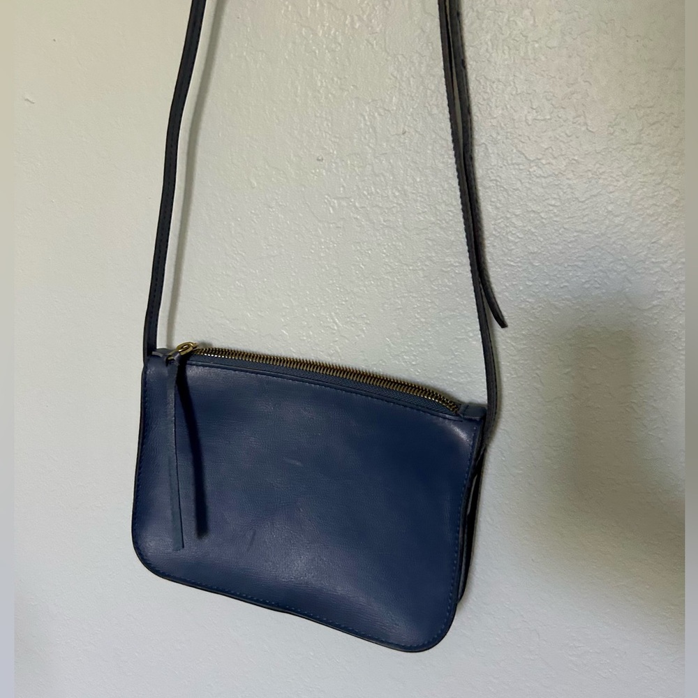 Madewell leather crossbody bag navy blue